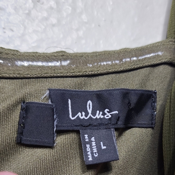 Lulus Gorgeous Whimsy Olive Pleated Off-the-Shoulder Maxi Dress L Wedding Party - Picture 10 of 10